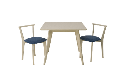 Стол ZiP-mebel Стол Сканди К 100 слоновая кость со стульями Франк слоновая кость рогожка синий арт. F004100S00X2R101709S03