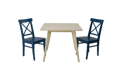 Стол ZiP-mebel Стол Сканди М 90 слоновая кость со стульями Ингольф синий арт. F404118S00X2R100749B00