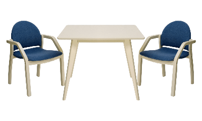Стол ZiP-mebel Стол Сканди М 90 слоновая кость со стульями Джуно слоновая кость рогожка синий арт. F404118S00X2Z112805S03