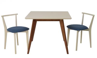 Стол ZiP-mebel Стол Сканди М 90 орех/слоновая кость со стульями Франк слоновая кость рогожка синий арт. F404119WUSX2R101709S03