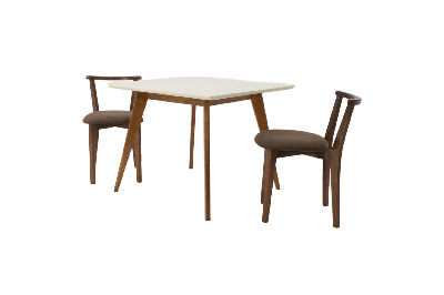 Стол ZiP-mebel Стол Сканди М 90 орех/слоновая кость со стульями Франк орех велюр коричневый арт. F404119WUSX2R101706W04
