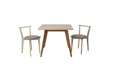 Стол ZiP-mebel Стол Сканди М 90 натур/слоновая кость со стульями Франк слоновая кость велюр бежевый арт. F404120NUSX2R101709S02