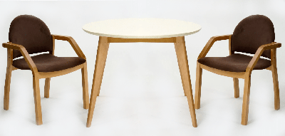 Стол ZiP-mebel Стол Сканди К 90 натур/слоновая кость со стульями Джуно натур велюр коричневый арт. F004112NUSX2Z112806N04