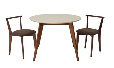 Стол ZiP-mebel Стол Сканди К 90 орех/слоновая кость со стульями Франк орех велюр коричневый арт. F004111WUSX2R101706W04
