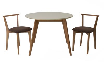Стол ZiP-mebel Стол Сканди К 90 натур/слоновая кость со стульями Франк натур велюр коричневый арт. F004112NUSX2R101707N04