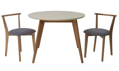 Стол ZiP-mebel Стол Сканди К 90 натур/слоновая кость со стульями Франк натур рогожка серый арт. F004112NUSX2R101707N01