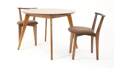 Стол ZiP-mebel Стол Сканди К 90 натур со стульями Франк натур велюр коричневый арт. F004116N00X2R101707N04