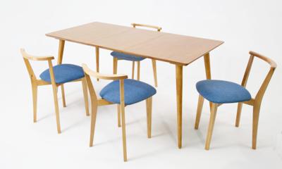 Стол ZiP-mebel Стол Монте 120 натур со стульями Франк натур рогожка синий арт. F514136N00X4R100701N03