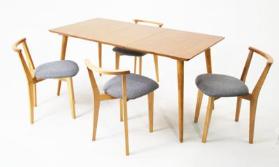 Стол ZiP-mebel Стол Монте 120 натур со стульями Франк натур рогожка серый арт. F514136N00X4R100701N01