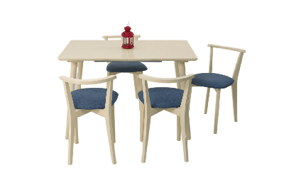 Стол ZiP-mebel Стол Монте 120 слоновая кость со стульями Франк слоновая кость рогожка синий арт. F514130S00X4R100709S03
