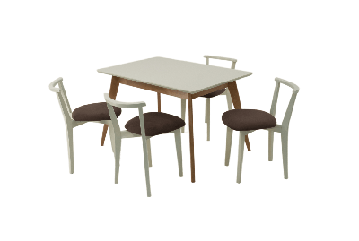 Стол ZiP-mebel Стол Сканди 120 натур/слоновая кость со стульями Франк слоновая кость велюр коричневый арт. F514102NUSX4R101709S04