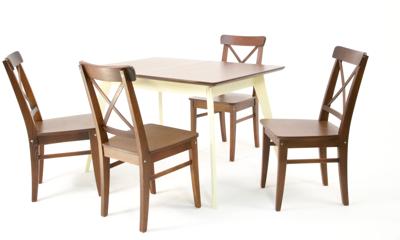 Стол ZiP-mebel Стол Сканди 120 слоновая кость/орех со стульями Ингольф орех арт. F514103SUWX4R100742W00