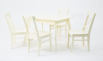 Стол ZiP-mebel Стол Сканди 120 слоновая кость со стульями Ингольф слоновая кость арт. F514100S00X4R100741S00