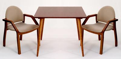 Стол ZiP-mebel Стол Монте М 100 орех со стульями Джуно орех велюр бежевый арт. F404144W00X2Z112800W02