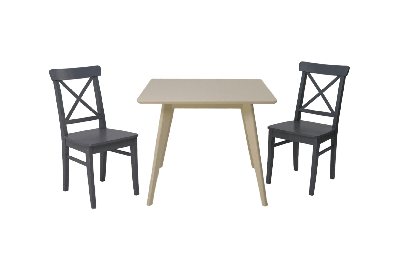 Стол ZiP-mebel Стол Сканди М 100 слоновая кость со стульями Ингольф серый арт. F404109S00X2R100740G00