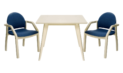 Стол ZiP-mebel Стол Сканди М 100 слоновая кость со стульями Джуно слоновая кость рогожка синий арт. F404109S00X2Z112805S03