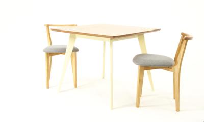 Стол ZiP-mebel Стол Сканди М 100 слоновая кость/натур со стульями Франк натур рогожка серый арт. F404113SUNX2R101707N01