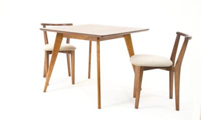 Стол ZiP-mebel Стол Сканди М 100 орех со стульями Франк орех велюр бежевый арт. F404114W00X2R101706W02