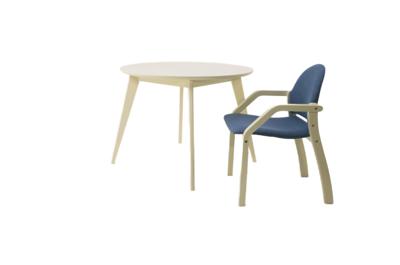 Стол ZiP-mebel Стол Сканди К 100 слоновая кость со стульями Джуно слоновая кость рогожка синий арт. F004100S00X2Z112805S03