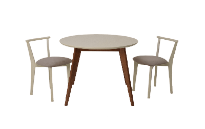 Стол ZiP-mebel Стол Сканди К 100 орех/слоновая кость со стульями Франк слоновая кость велюр бежевый арт. F004101WUSX2R101709S02