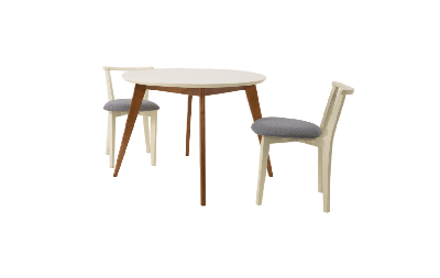 Стол ZiP-mebel Стол Сканди К 100 орех/слоновая кость со стульями Франк слоновая кость рогожка серый арт. F004101WUSX2R101709S01