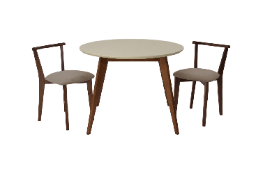 Стол ZiP-mebel Стол Сканди К 100 орех/слоновая кость со стульями Франк орех велюр бежевый арт. F004101WUSX2R101706W02