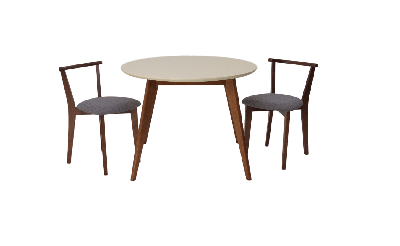 Стол ZiP-mebel Стол Сканди К 100 орех/слоновая кость со стульями Франк орех рогожка серый арт. F004101WUSX2R101706W01