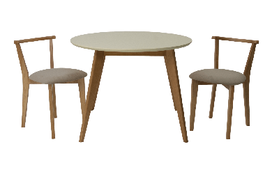 Стол ZiP-mebel Стол Сканди К 100 натур/слоновая кость со стульями Франк натур велюр бежевый арт. F004102NUSX2R101707N02