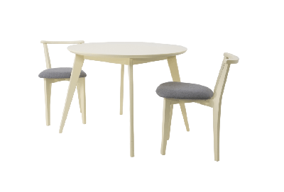 Стол ZiP-mebel Стол Сканди К 100 слоновая кость со стульями Франк слоновая кость рогожка серый арт. F004100S00X2R101709S01