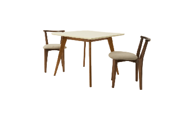 Стол ZiP-mebel Стол Сканди М 90 орех/слоновая кость со стульями Франк орех велюр бежевый арт. F404119WUSX2R101706W02