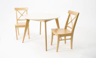 Стол ZiP-mebel Стол Сканди К 90 слоновая кость/натур со стульями Ингольф натур арт. F004114SUNX2R100743N00