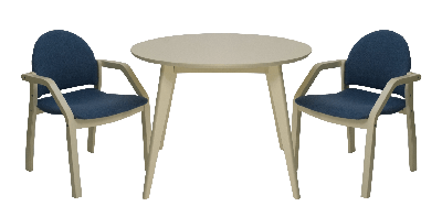 Стол ZiP-mebel Стол Сканди К 90 слоновая кость со стульями Джуно слоновая кость рогожка синий арт. F004110S00X2Z112805S03