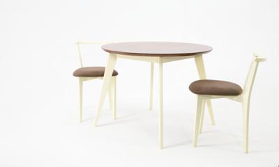 Стол ZiP-mebel Стол Сканди К 90 слоновая кость/орех со стульями Франк слоновая кость велюр коричневый арт. F004113SUWX2R101709S04