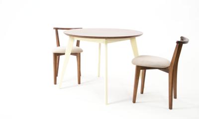 Стол ZiP-mebel Стол Сканди К 90 слоновая кость/орех со стульями Франк орех велюр бежевый арт. F004113SUWX2R101706W02