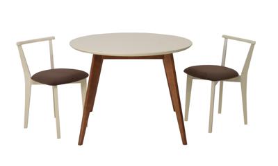 Стол ZiP-mebel Стол Сканди К 90 орех/слоновая кость со стульями Франк слоновая кость велюр коричневый арт. F004111WUSX2R101709S04