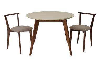 Стол ZiP-mebel Стол Сканди К 90 орех/слоновая кость со стульями Франк орех велюр бежевый арт. F004111WUSX2R101706W02