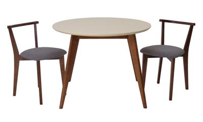 Стол ZiP-mebel Стол Сканди К 90 орех/слоновая кость со стульями Франк орех рогожка серый арт. F004111WUSX2R101706W01