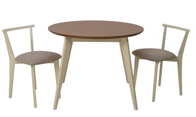 Стол ZiP-mebel Стол Сканди К 90 слоновая кость/натур со стульями Франк слоновая кость велюр бежевый арт. F004114SUNX2R101709S02