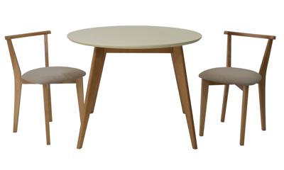 Стол ZiP-mebel Стол Сканди К 90 натур/слоновая кость со стульями Франк натур велюр бежевый арт. F004112NUSX2R101707N02
