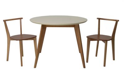 Стол ZiP-mebel Стол Сканди К 90 натур/слоновая кость со стульями Франк натур арт. F004112NUSX2R100701N00