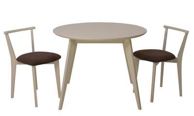 Стол ZiP-mebel Стол Сканди К 90 слоновая кость со стульями Франк слоновая кость велюр коричневый арт. F004110S00X2R101709S04
