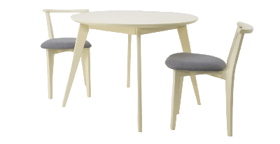 Стол ZiP-mebel Стол Сканди К 90 слоновая кость со стульями Франк слоновая кость рогожка серый арт. F004110S00X2R101709S01