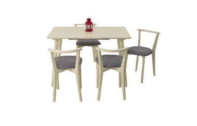 Стол ZiP-mebel Стол Монте 120 слоновая кость со стульями Франк слоновая кость рогожка серый арт. F514130S00X4R100709S01