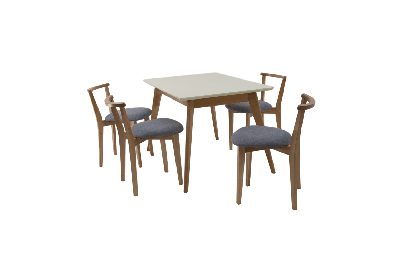 Стол ZiP-mebel Стол Сканди 120 натур/слоновая кость со стульями Франк натур рогожка серый арт. F514102NUSX4R101707N01