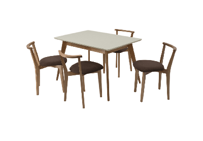 Стол ZiP-mebel Стол Сканди 120 натур/слоновая кость со стульями Франк натур велюр коричневый арт. F514102NUSX4R101707N04