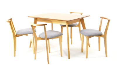 Стол ZiP-mebel Стол Сканди 120 натур со стульями Франк натур рогожка серый арт. F514106N00X4R100701N01