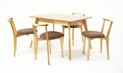 Стол ZiP-mebel Стол Сканди 120 натур со стульями Франк натур велюр коричневый арт. F514106N00X4R101707N04