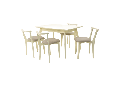 Стол ZiP-mebel Стол Сканди 120 слоновая кость со стульями Франк слоновая кость велюр бежевый арт. F514100S00X4R100704S02