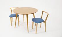 Стол ZiP-mebel Стол Монте К 90 натур со стульями Франк натур рогожка синий арт. F004145N00X2R101708N03