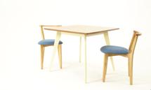 Стол ZiP-mebel Стол Сканди М 100 слоновая кость/натур со стульями Франк натур рогожка синий арт. F404113SUNX2R101708N03